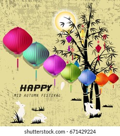 happy mid autumn festival chinese background