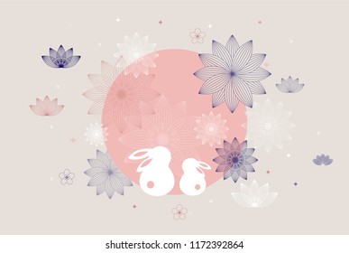 Happy Mid Autumn Festival. Chuseok, Vector banner, background and poster