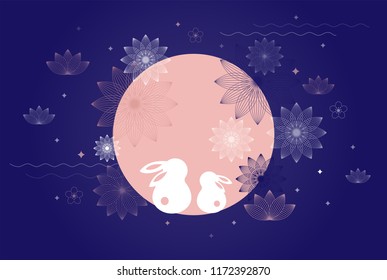 Happy Mid Autumn Festival. Chuseok, Vector banner, background and poster