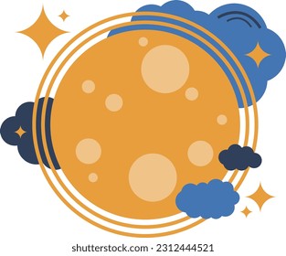 Happy Mid Autumn Festival Full Moon Illustration Graphic Element Card