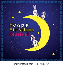 Happy Mid Autumn Festival Moon rabbits Background Vector Image