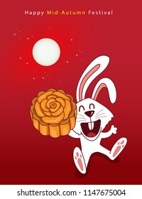 Happy Mid Autumn Festival Moon rabbits Background Vector Image