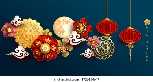 Happy Mid-Autumn Festival / Chinese festival / Vector illustration /  greetings card, invitation, posters, brochure, calendar, flyers, banners