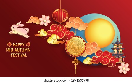 Happy Mid-Autumn Festival, Chinese festival, Vector illustration