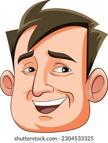 Happy middle age man cartoon head illustration