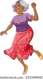 Happy Middle Age Woman Dancing illustration