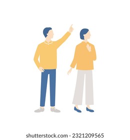 Happy middle aged couple. simple full body illustration