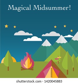Happy Midsummer card vector graphic