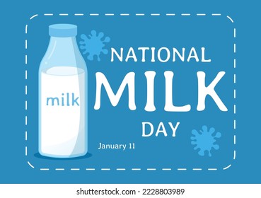 Happy Milk Day Celebration with Splash Drop in Smooth Wave of  White Fresh Milky of Cow in Flat Cartoon Hand Drawn Templates Illustration