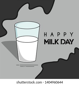 Happy Milk Day Vector Design with milk on glass