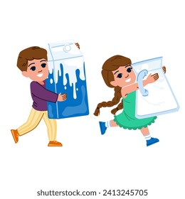 happy milk drink kid  vector.  girl glass, asian breakfast, calcium healthy happy milk drink kid character. people flat cartoon illustration