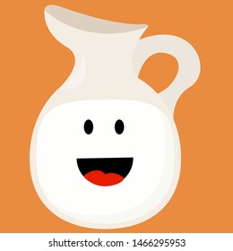 Happy milk, illustration, vector on white background.