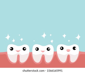 happy milk teeth growing. dental care concept. vecter illustration.