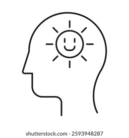 Happy mind brain with sunlight icon