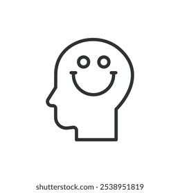 Happy Mind icon in line design. Happy, minds, positive, mental, wellness, joyful, emotions on white background vector. Happy Minds editable stroke icon