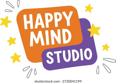 Happy Mind Studio Logo Alegre y Positivo Diseño gráfico de Ilustración Plana Ilustración vectorial 