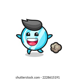 the happy mirror cartoon with running pose , cute style design for t shirt, sticker, logo element