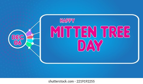 Happy Mitten Tree Day, December 06. Calendar of December Retro Text Effect, Vector design