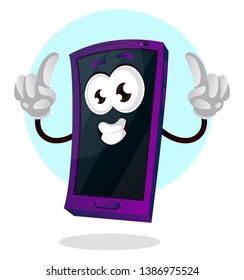 Happy mobile emoji with both hands up illustration vector on white background