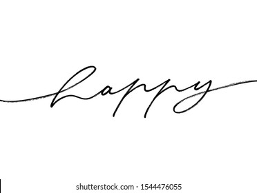 Happy modern brush vector calligraphy. Hand drawn brush style quote. Element design can be used with typography for Birthday, Christmas and New year phrases. Isolated on white background.