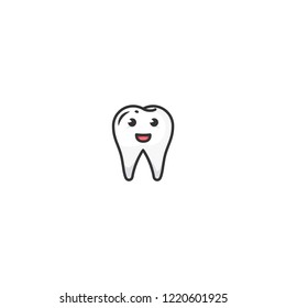 happy molar teeth color line icon