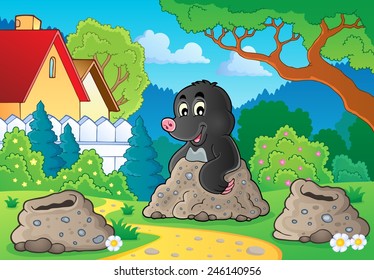 Happy mole theme image 2 - eps10 vector illustration.