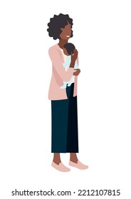 Happy mom with a baby in her arms after childbirth. The joy of motherhood. Love and care for children. Mother's day. Isolated vector illustration.