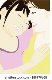 happy Mom and Daughter : Mother day's concept 
