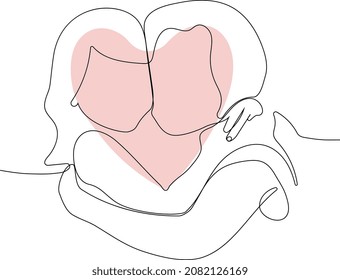 Happy mom   daughter show love   care in relations  Smiling young mother   small teen daughter rest at home hug   cuddle enjoy family weekend together  Vector illustration