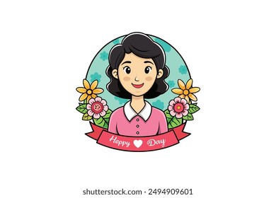 Fondo blanco del estilo del Vector del día feliz de la mamá