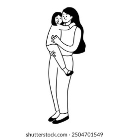 Happy mom holding her daughter