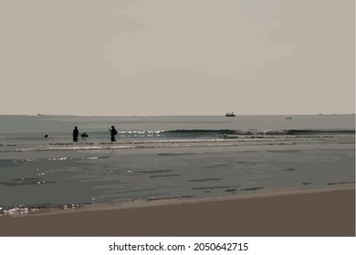 Happy Moment With Family At The Beach