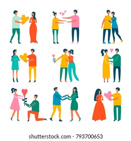 Happy moments. Loving couple vector illustration flat design.