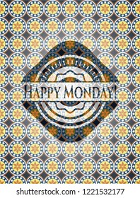 Happy Monday! arabesque style badge. arabic decoration.