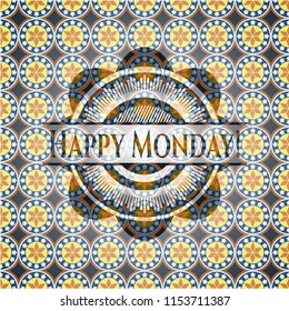 Happy Monday! arabic emblem. Arabesque decoration.