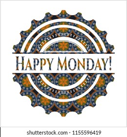 Happy Monday! arabic emblem background. Arabesque decoration.
