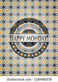 Happy Monday! arabic emblem background. Arabesque decoration.