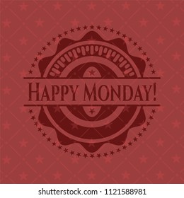 Happy Monday! badge with red background