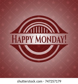 Happy Monday! badge with red background