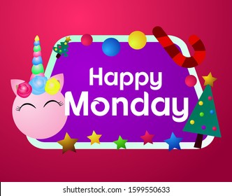 happy monday, beautiful greeting card background or template banner with cute christmas character theme. vector design illustration