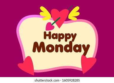 happy monday, beautiful greeting card background or template banner with love theme. vector design illustration