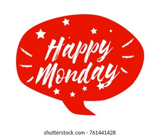 Happy Monday, Beautiful greeting card poster with comic style text