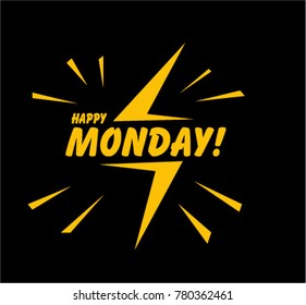 Happy Monday, Beautiful greeting card poster with comic style