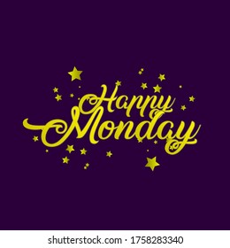 Happy monday, beautiful template banner with star theme. vector design illustration, graphics elements for t-shirts, the sign, badge or greeting card and background photo booth