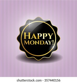 Happy Monday! black emblem or badge, retro style