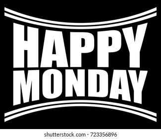 Happy Monday Black White Vector Lettering Stock Vector (Royalty Free ...