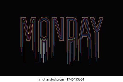 Happy Monday Calligraphic 3d Style Text shopping poster vector illustration Design.