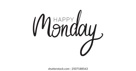 Happy monday calligraphy banner isolated on white background	