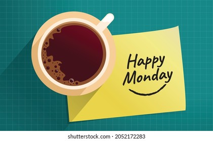 happy monday, coffee paper vector illustration