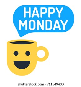 Happy Monday Cup Speech Bubble Icon Stock Vector (Royalty Free ...